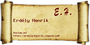 Erdély Henrik névjegykártya